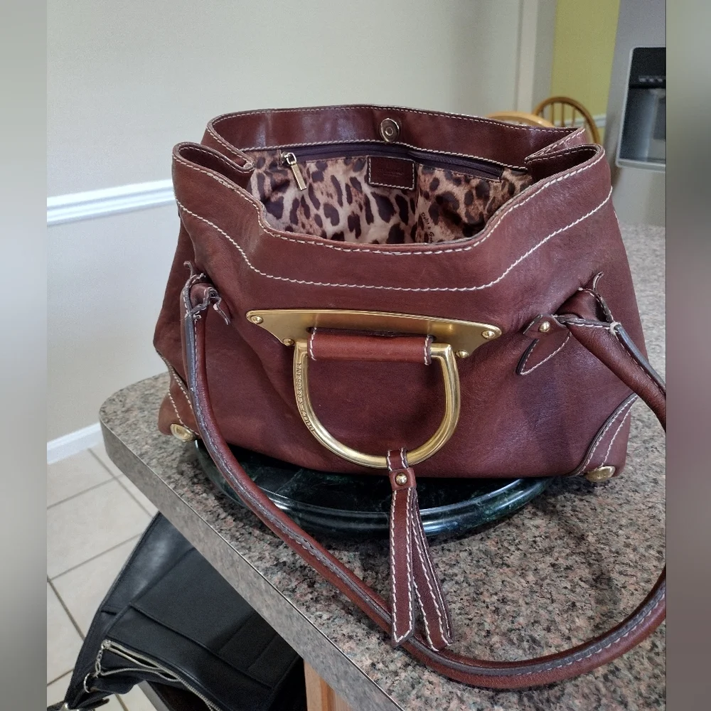 Dolce & Gabbana D_ Ring Satchel Brown Leather With Gold Hardware  vintage